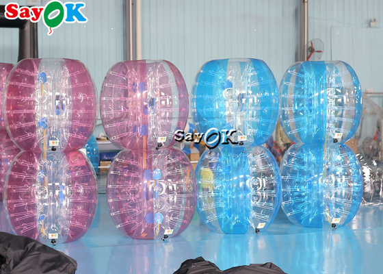 Διογκώσιμο ενήλικο TPU καρναβαλιού παιχνιδιών PVC σώματος Zorb προφυλακτήρων ποδόσφαιρο φυσαλίδων σφαιρών καθορισμένο διαφανές μπλε ρόδινο διογκώσιμο