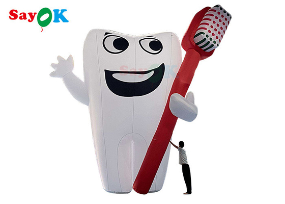 Λευκό 6m φουσκωτό χαρακτήρες καρτούν γιγάντια δόντια Προϊόντα προώθησης φουσκωτό μοντέλο