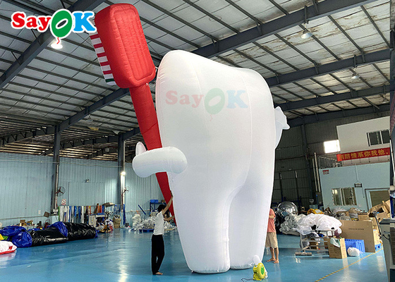Λευκό 6m φουσκωτό χαρακτήρες καρτούν γιγάντια δόντια Προϊόντα προώθησης φουσκωτό μοντέλο