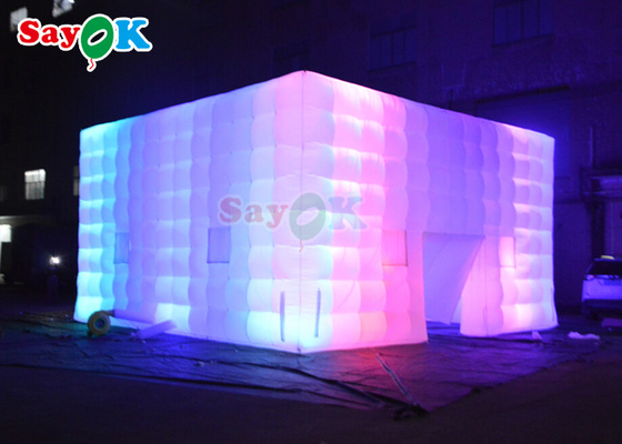 Προσαρμοσμένη Air Cube Τέντα φουσκωτή νυχτερινή λέσχη Γάμος Photo Booth με πολύχρωμο φως LED φουσκωτή ατμοσφαιρική σκηνή