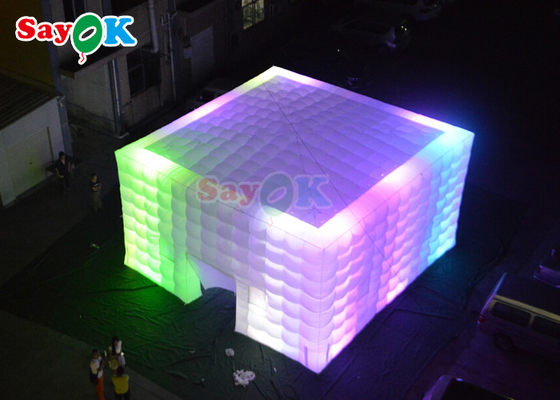 Προσαρμοσμένη Air Cube Τέντα φουσκωτή νυχτερινή λέσχη Γάμος Photo Booth με πολύχρωμο φως LED φουσκωτή ατμοσφαιρική σκηνή