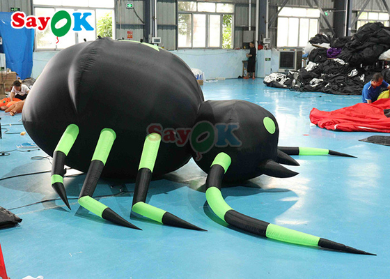 Κρεμασμένη τρομακτική φουσκωτή αράχνη Διακόσμηση για το Χάλογουιν Μαύρο και πράσινο