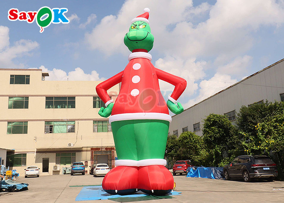 Πράσινο και Κόκκινο 32.8ft High Inflatable Airblown Grinch με διακόσμηση Hat Yard