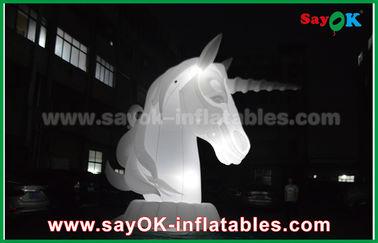 Φουσκωμένοι χαρακτήρες καρτούν Πλήρης Λευκός Oxfiord Υφάσματα Φουσκωτό Άλογο Μονόκερος Με Φως LED