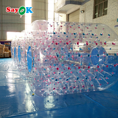 Sayok Πνευματώδης πλωτός ρόλος Aqua Zorbing μπάλα Διαφανής PVC κύλινδρο ανθρώπινη μπάλα φυσαλίδας νερού για το παιχνίδι νερού