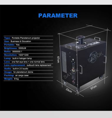 Προβολέας Πλανητάριου Φορητός Θόλου 360 Μοιρών με Φωτεινότητα 5500LM και Κινητικότητα 4 Τροχών