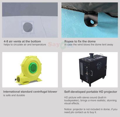 100% Blackout Flame Retardant Inflatable Planetarium Dome με δωρεάν 3D σχεδιασμό και προσαρμοσμένη εκτύπωση