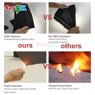 Sayok 100% Blackout φουσκωτός πλανητάριος θόλος με επαγγελματικό ύφασμα προβολής και προσαρμόσιμο μέγεθος για σχολεία και εκδηλώσεις