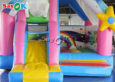 Υπαίθριος μονόκερος διογκώσιμο Bouncy Castle ουράνιων τόξων PVC παιδιών