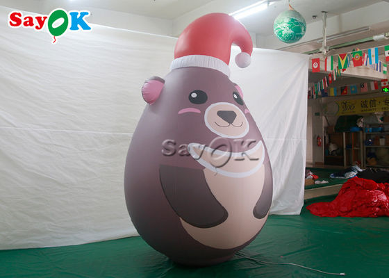 Το φορητό PVC συνήθειας σφράγισε γκρίζο διογκώσιμο Teddy αντέχει με τη διαφήμιση καπέλων Χριστουγέννων