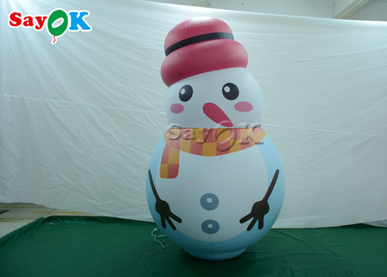 Άσπρο εσωτερικό πρότυπο μπαλόνι χιονανθρώπων διακοσμήσεων διογκώσιμο με το ρόδινο καπέλο