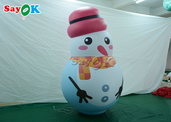 Άσπρο εσωτερικό πρότυπο μπαλόνι χιονανθρώπων διακοσμήσεων διογκώσιμο με το ρόδινο καπέλο