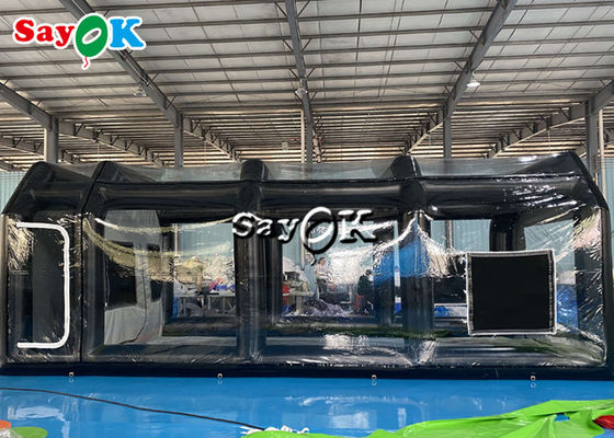Καθαρή φουσκωτή σκηνή 8x4x3mH Μαύρη φορητή φουσκωτή σκηνή αέρα Αερόστεγος θάλαμος ψεκασμού αυτοκινήτου