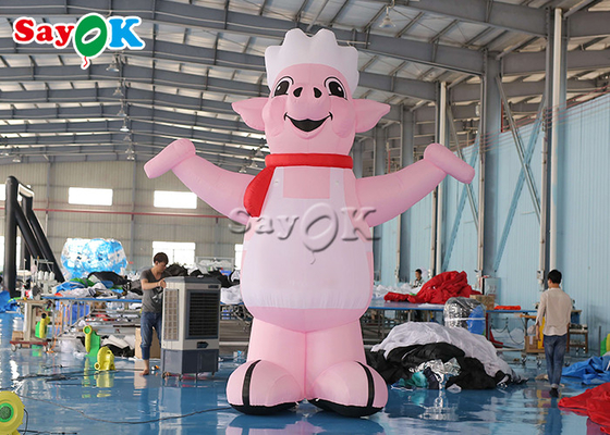 Πνευματώδη διαφημιστικά μπαλόνια 4m 13ft μασκότ ροζ ανατινάξτε χαρακτήρες καρτούν γουρούνι μάγειρας μοντέλο για το άνοιγμα εστιατορίου