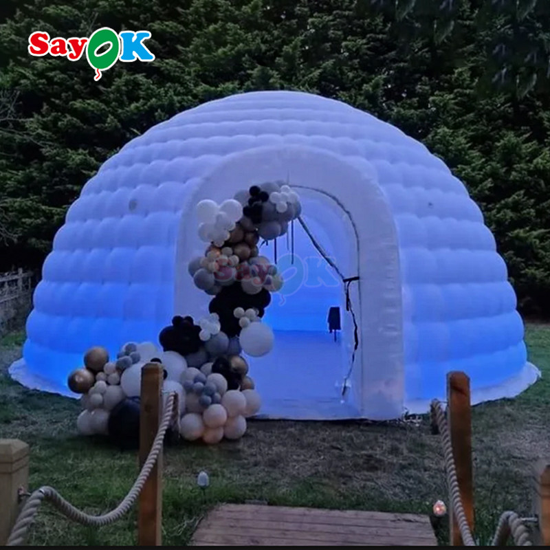 Αδιάβροχο ύφασμα Οξφόρδης πολύχρωμα φώτα LED εξωτερικός θόλος φουσκωτή σκηνή ιγκλού με αναπνευστήρα