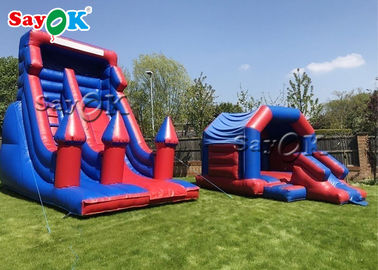Εμπορικά φουσκωτά αναπηδικά διαδρόμια Custom Kids Inflatable Bounce House Blue and Purple Inflatable Jumping Bouncer