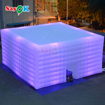 Sayok White Waterproof Oxford Fabric Μεγάλο κύβος φουσκωτή σκηνή LED για εκδήλωση υπαίθρου 100 άτομα